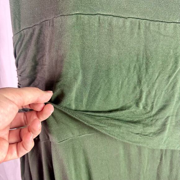Torrid Women's 5 5X Dark Green Maxi Jersey Shirred Maxi Dress Short Sleeve - Picture 6 of 10